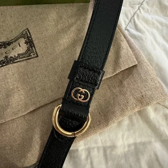 Gucci, black leather dog leash ￼  Leashes & Harnesses
